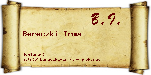 Bereczki Irma névjegykártya